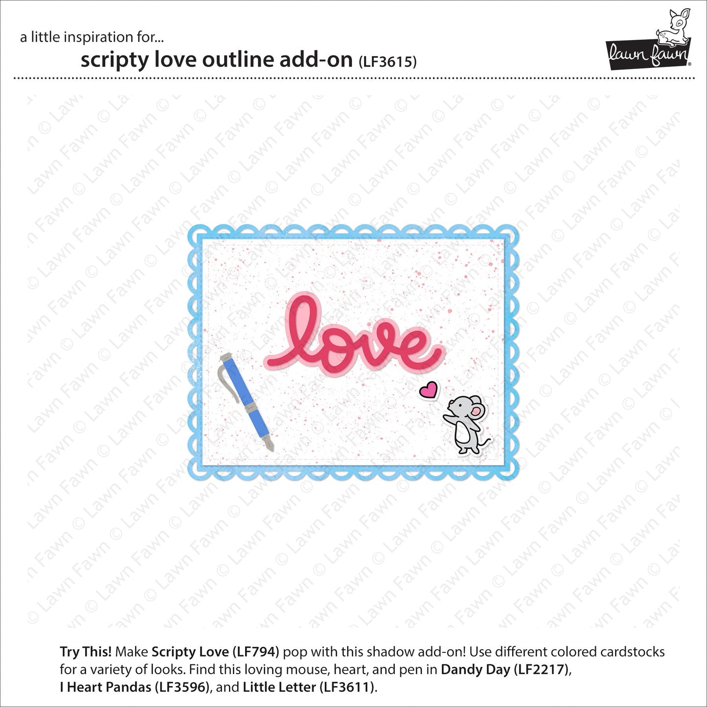 Lawn Fawn - Scripty Love Outline Add-On Die