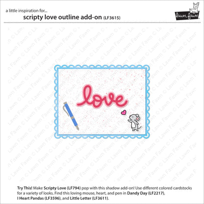 Lawn Fawn - Scripty Love Outline Add-On Die