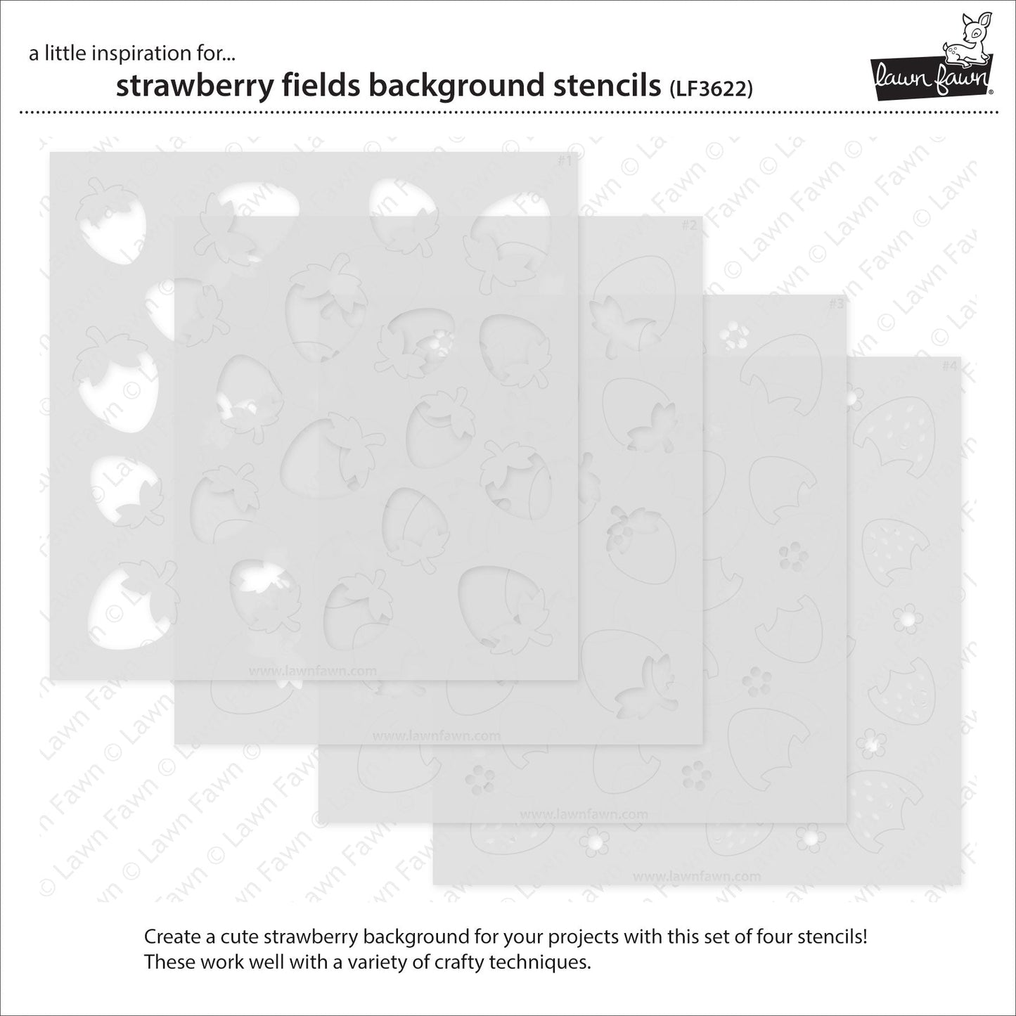Lawn Fawn - Strawberry Fields Background Stencils (4pcs)