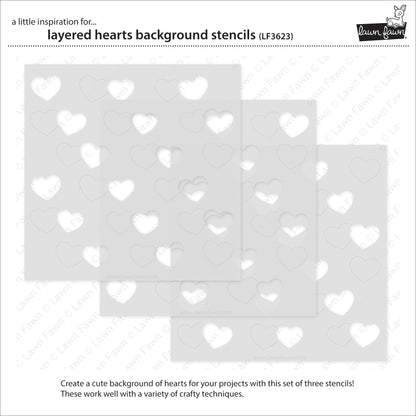 Lawn Fawn - Layered Hearts Background Stencils (3pcs)