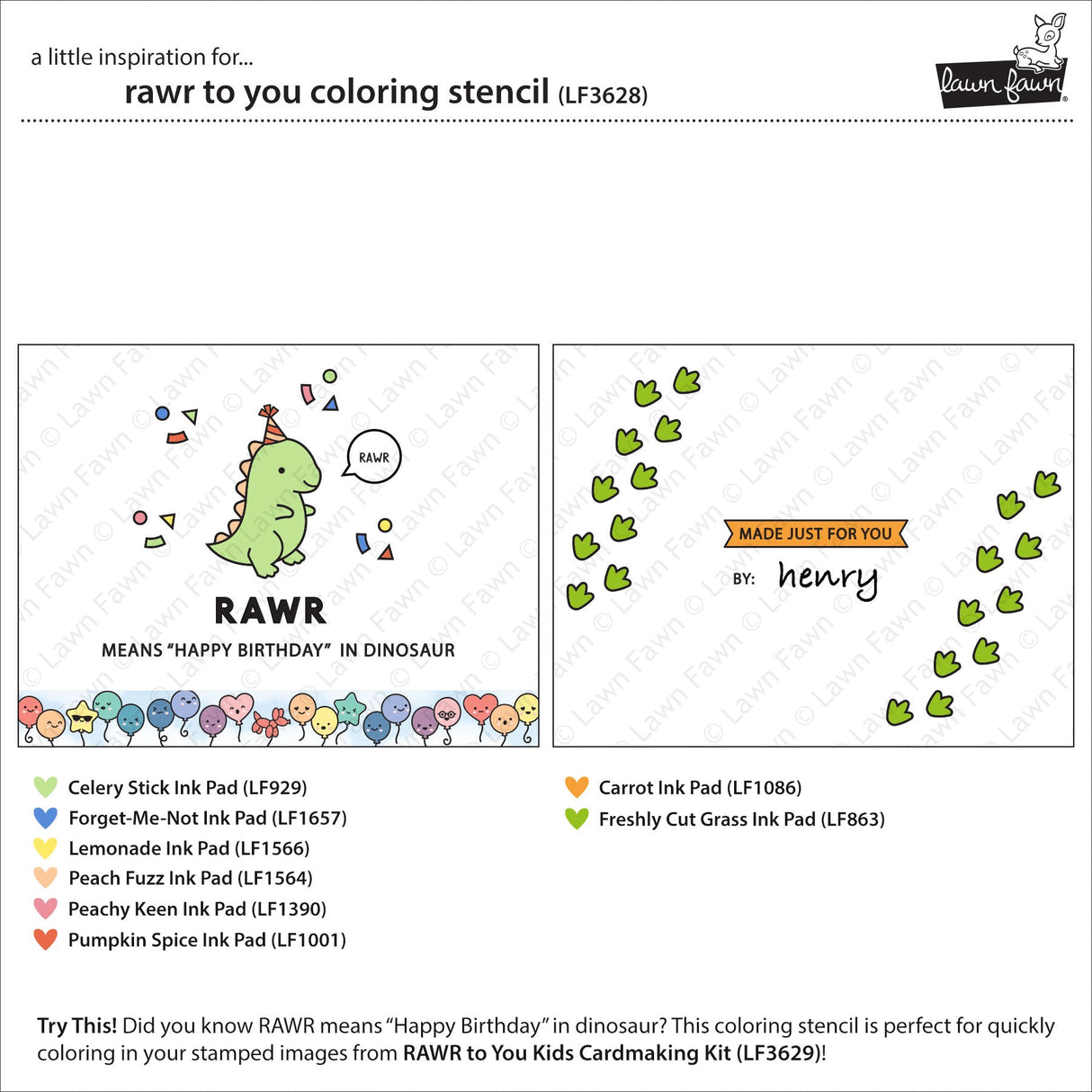 Lawn Fawn - Rawr To You Coloring Stencil