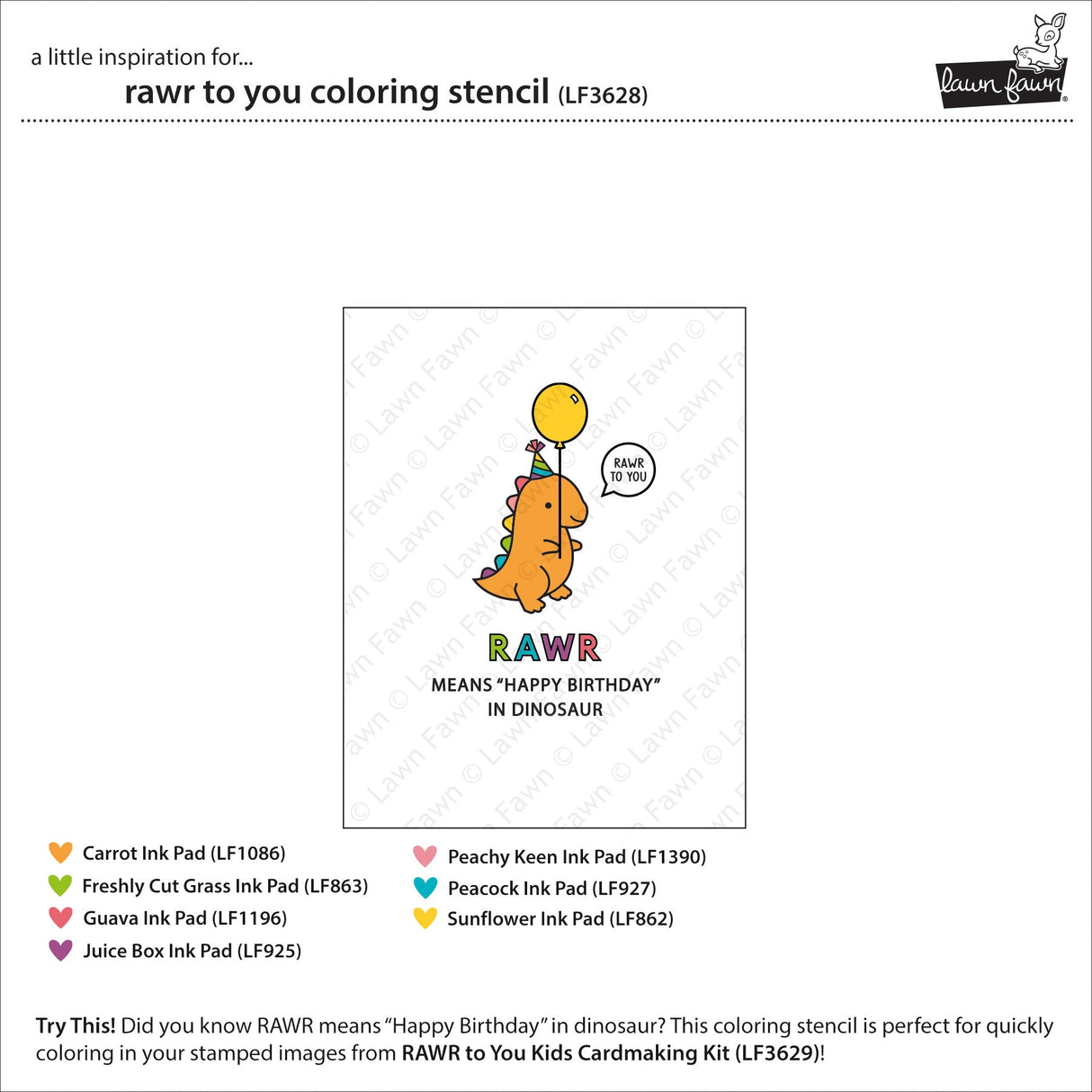 Lawn Fawn - Rawr To You Coloring Stencil