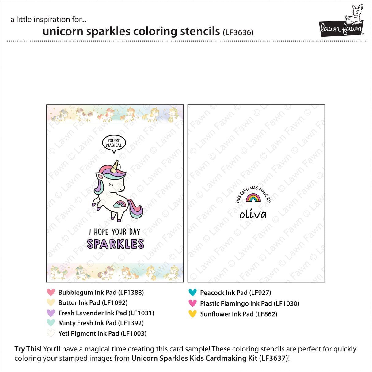 Lawn Fawn - Unicorn Sparkles Coloring Stencils