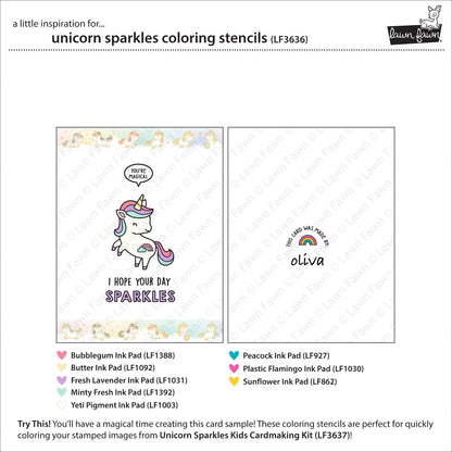 Lawn Fawn - Unicorn Sparkles Coloring Stencils