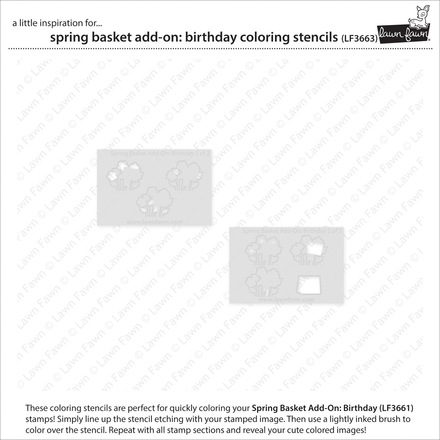 Lawn Fawn - Spring Basket Add-On: Birthday Coloring Stencils