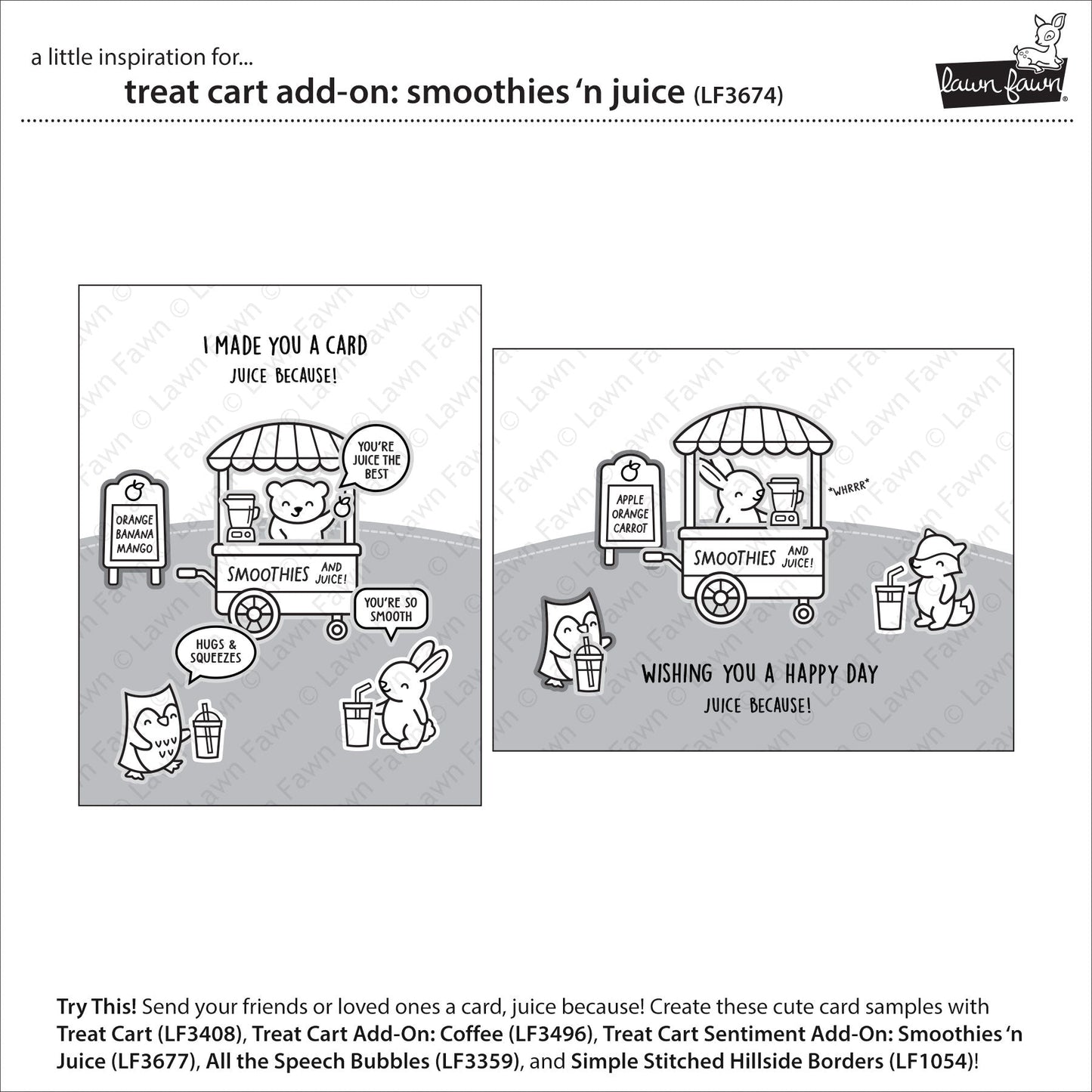 Lawn Fawn - Treat Cart Add-On: Smoothies 'N Juice