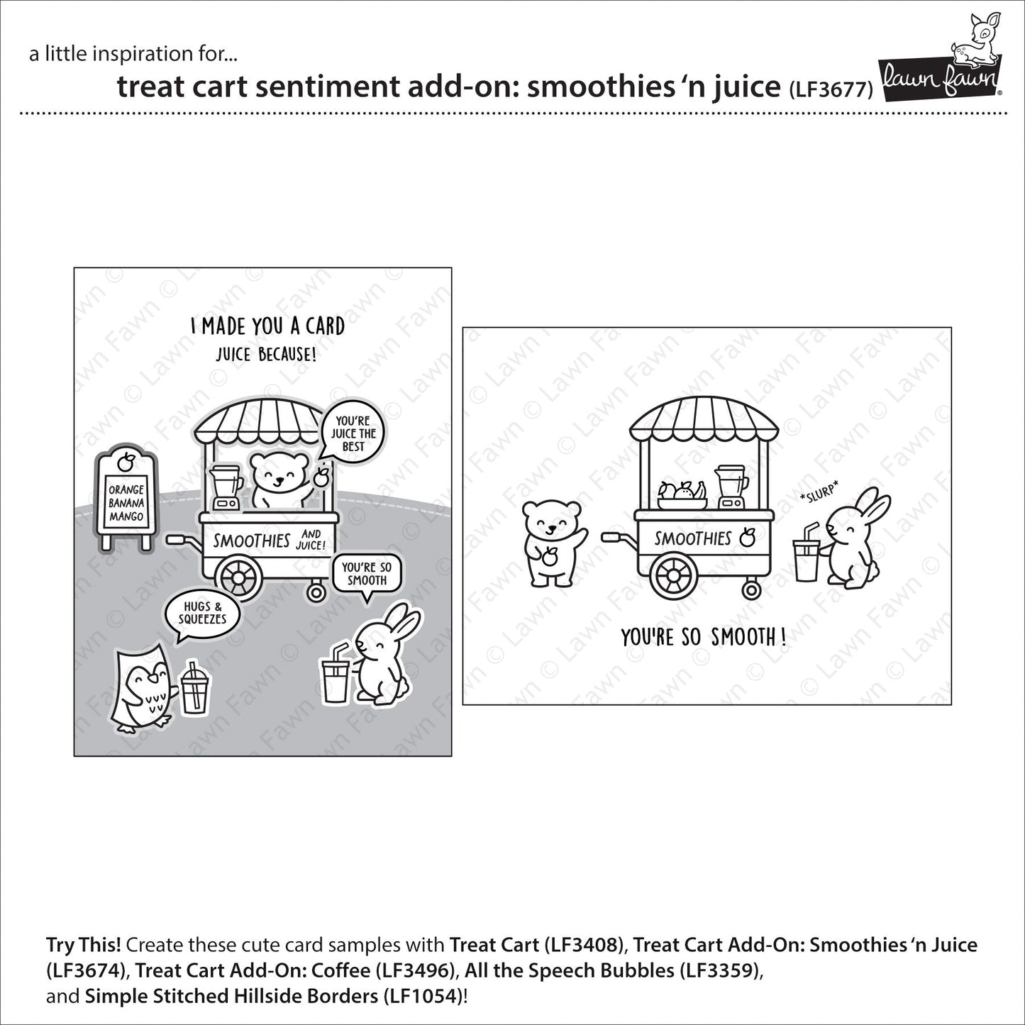 Lawn Fawn - Treat Cart Sentiment Add-On: Smoothies 'N Juice