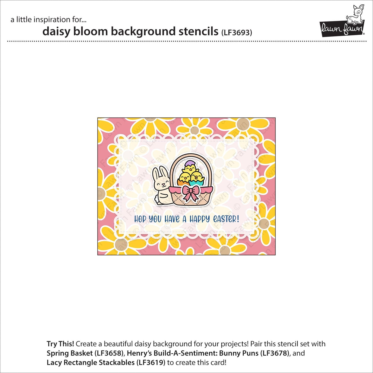Lawn Fawn - Daisy Bloom Background Stencils (3pcs)