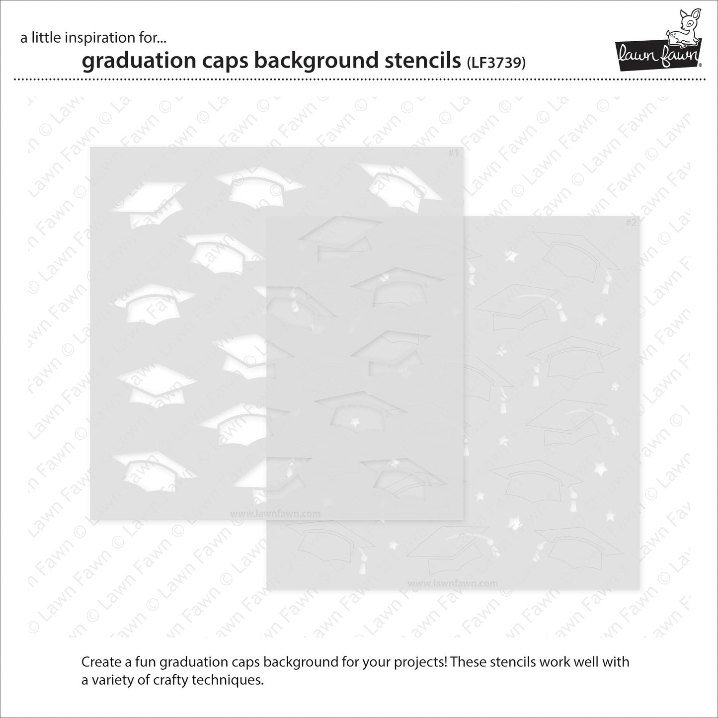 Lawn Fawn - Graduation Caps Background Stencils (2pcs)
