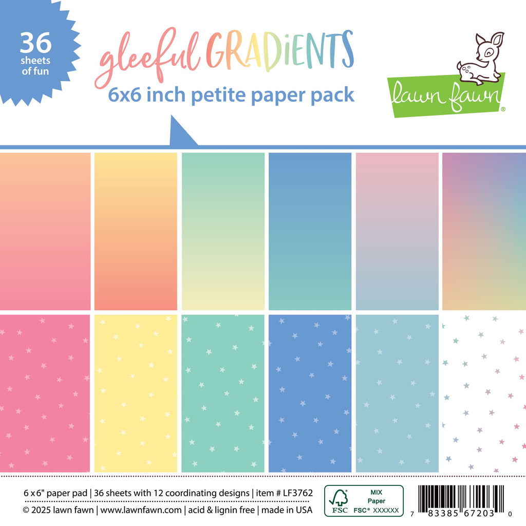Lawn Fawn - Gleeful Gradients Petite Paper Pack 6x6"