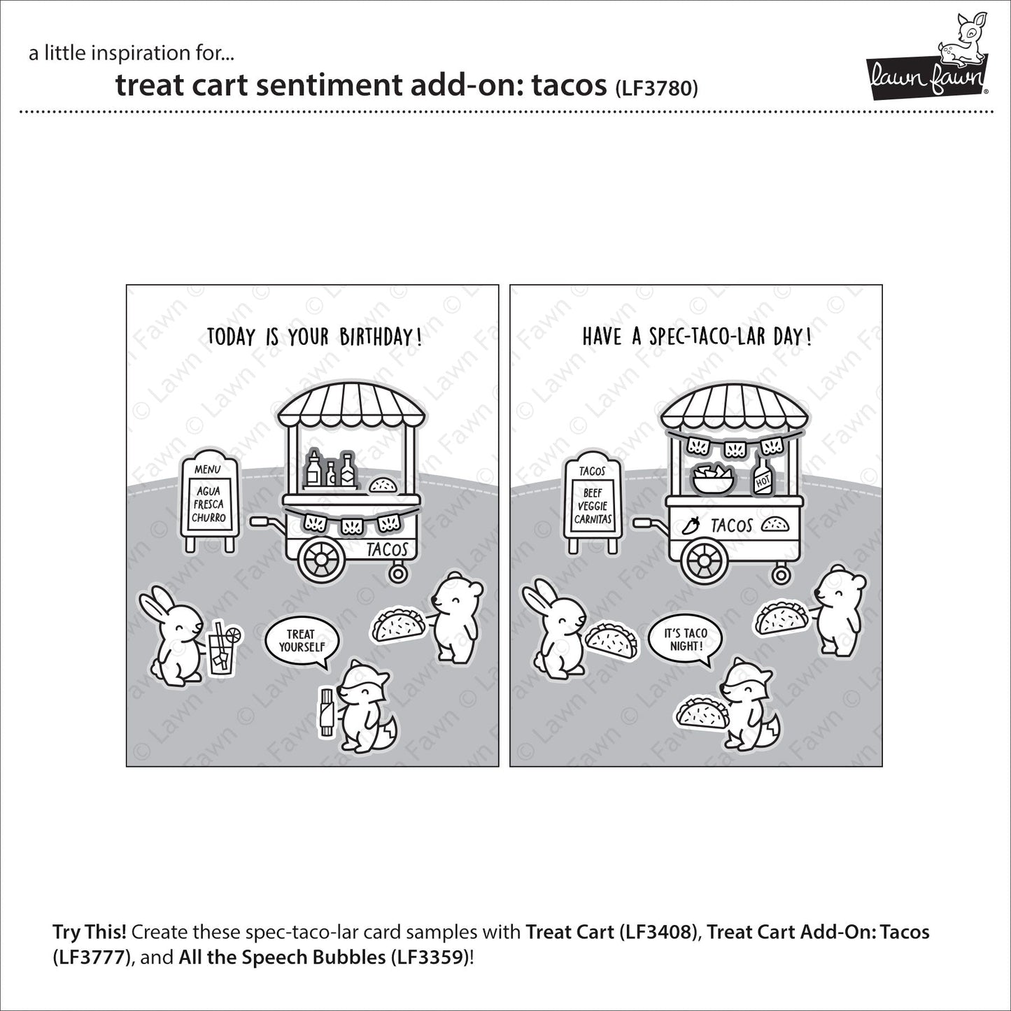Lawn Fawn - Treat Cart Sentiment Add-On: Tacos
