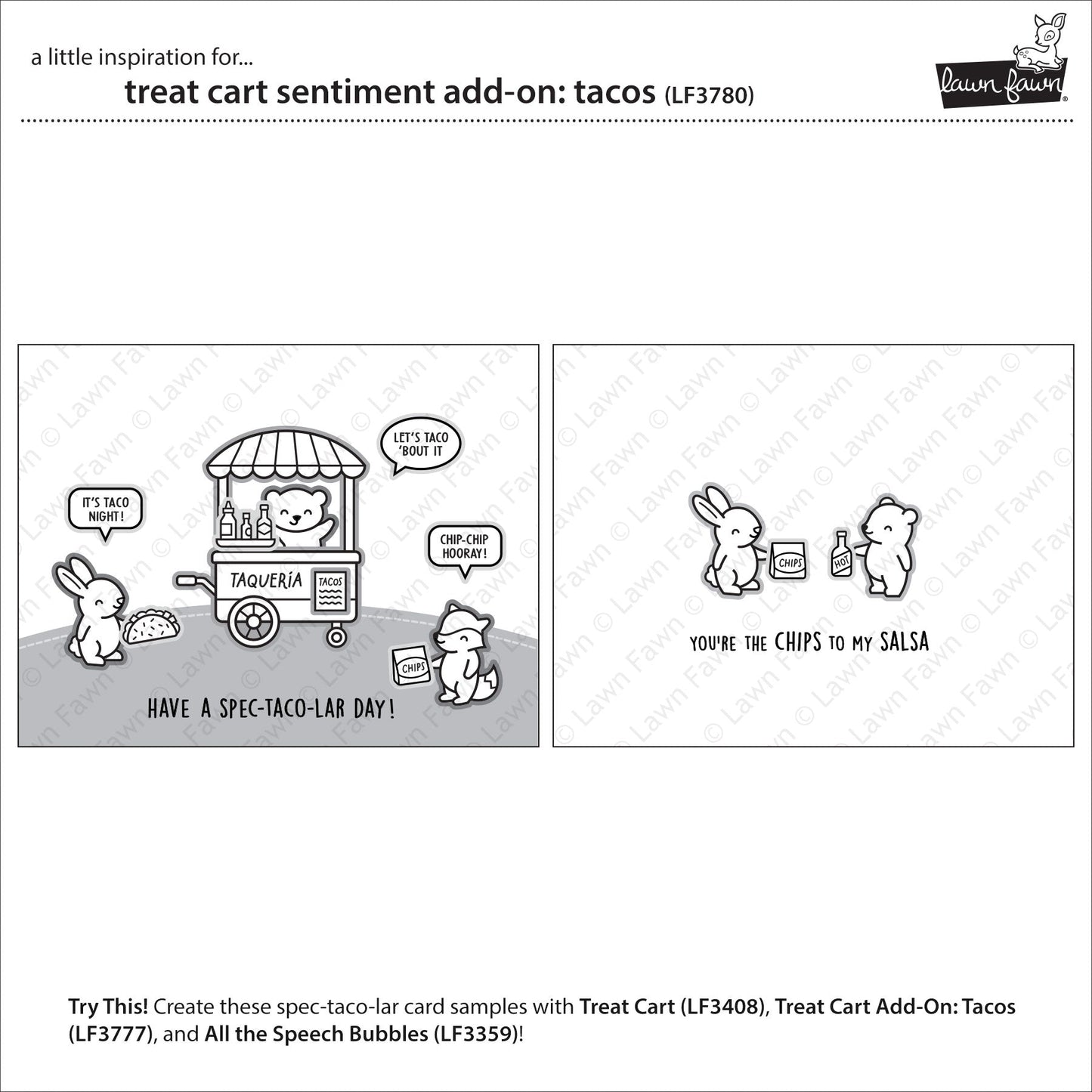 Lawn Fawn - Treat Cart Sentiment Add-On: Tacos
