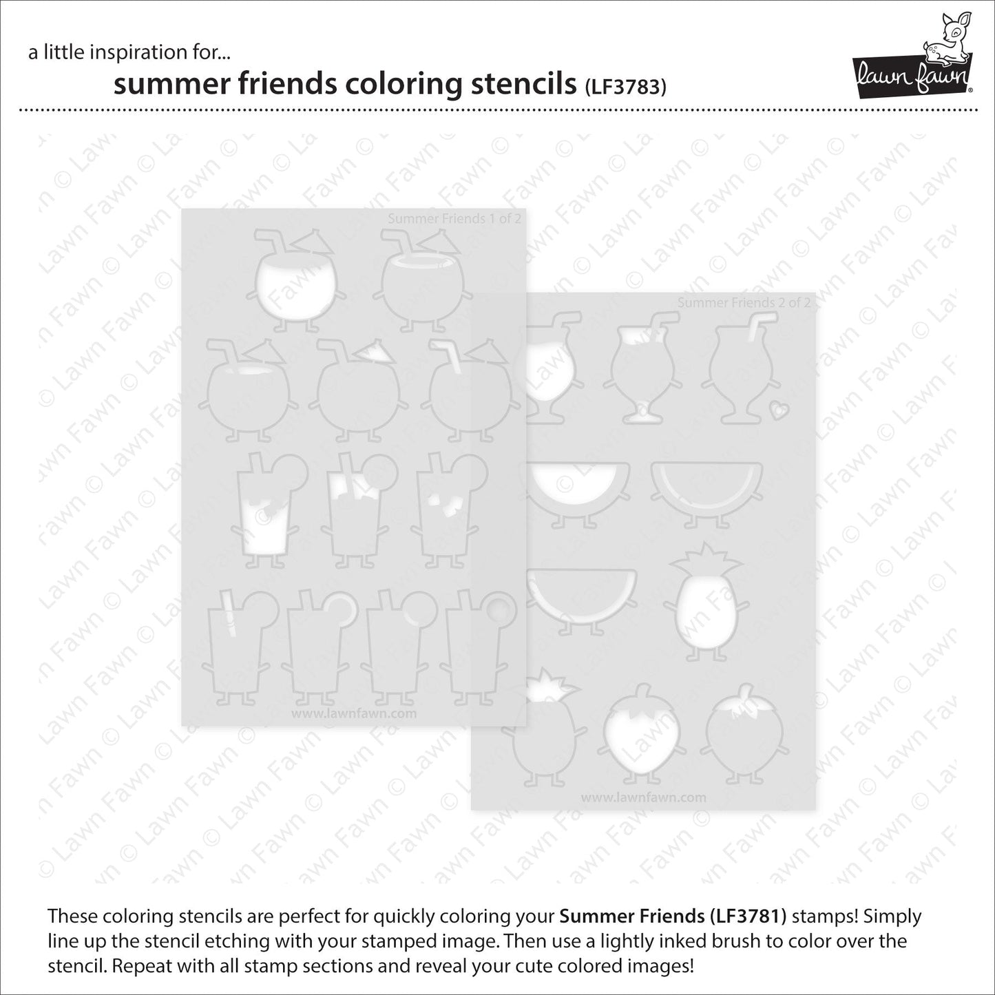 Lawn Fawn - Summer Friends Coloring Stencils