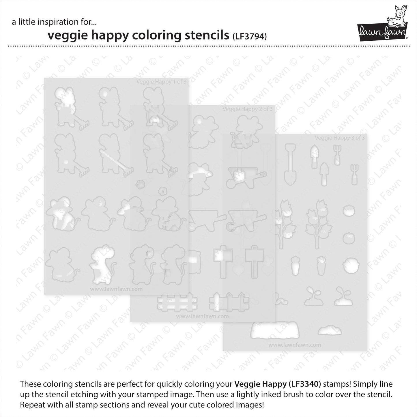 Lawn Fawn - Veggie Happy Coloring Stencils
