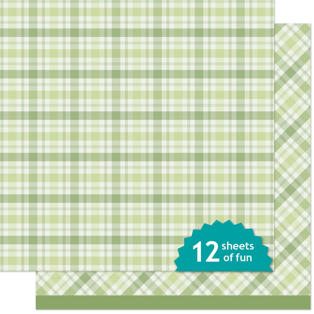 Lawn Fawn - Favorite Flannel Fall Green Tea 12x12"