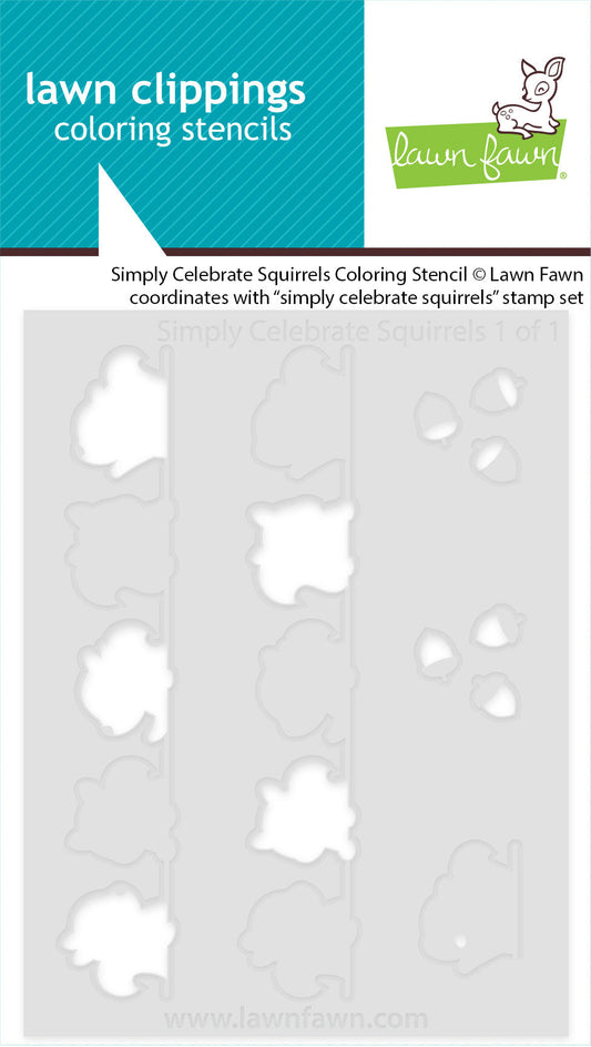 Lawn Fawn - Simply Celebrate Squirrels Coloring Stencil