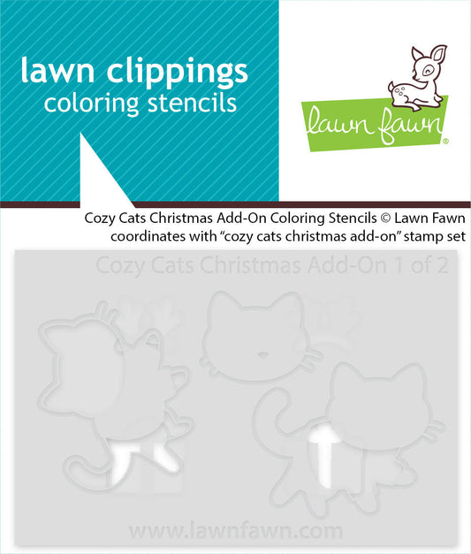 Lawn Fawn - Cozy Cats Christmas Add-On Coloring Stencils