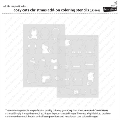 Lawn Fawn - Cozy Cats Christmas Add-On Coloring Stencils