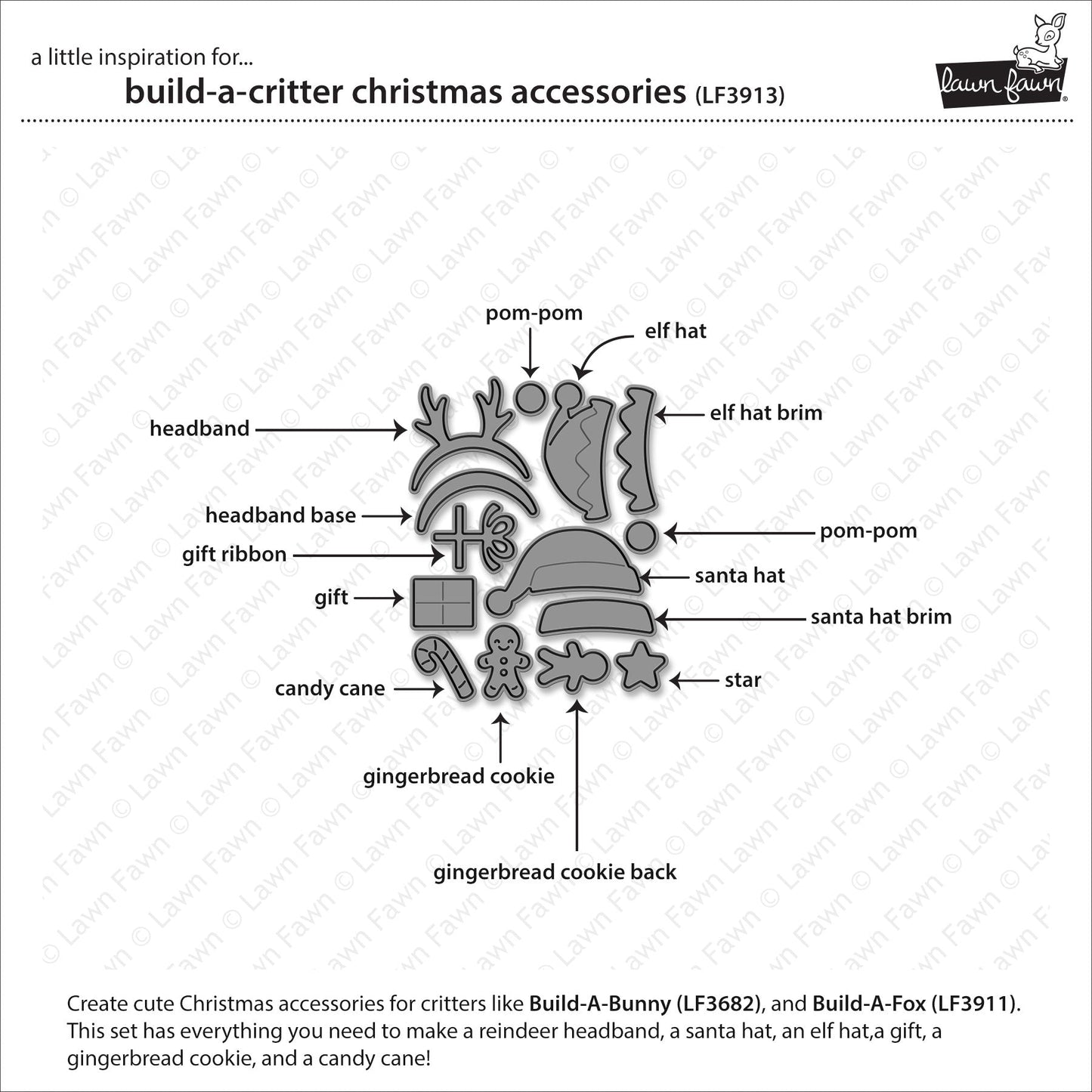 Lawn Fawn - Build-A-Critter Christmas Accessories