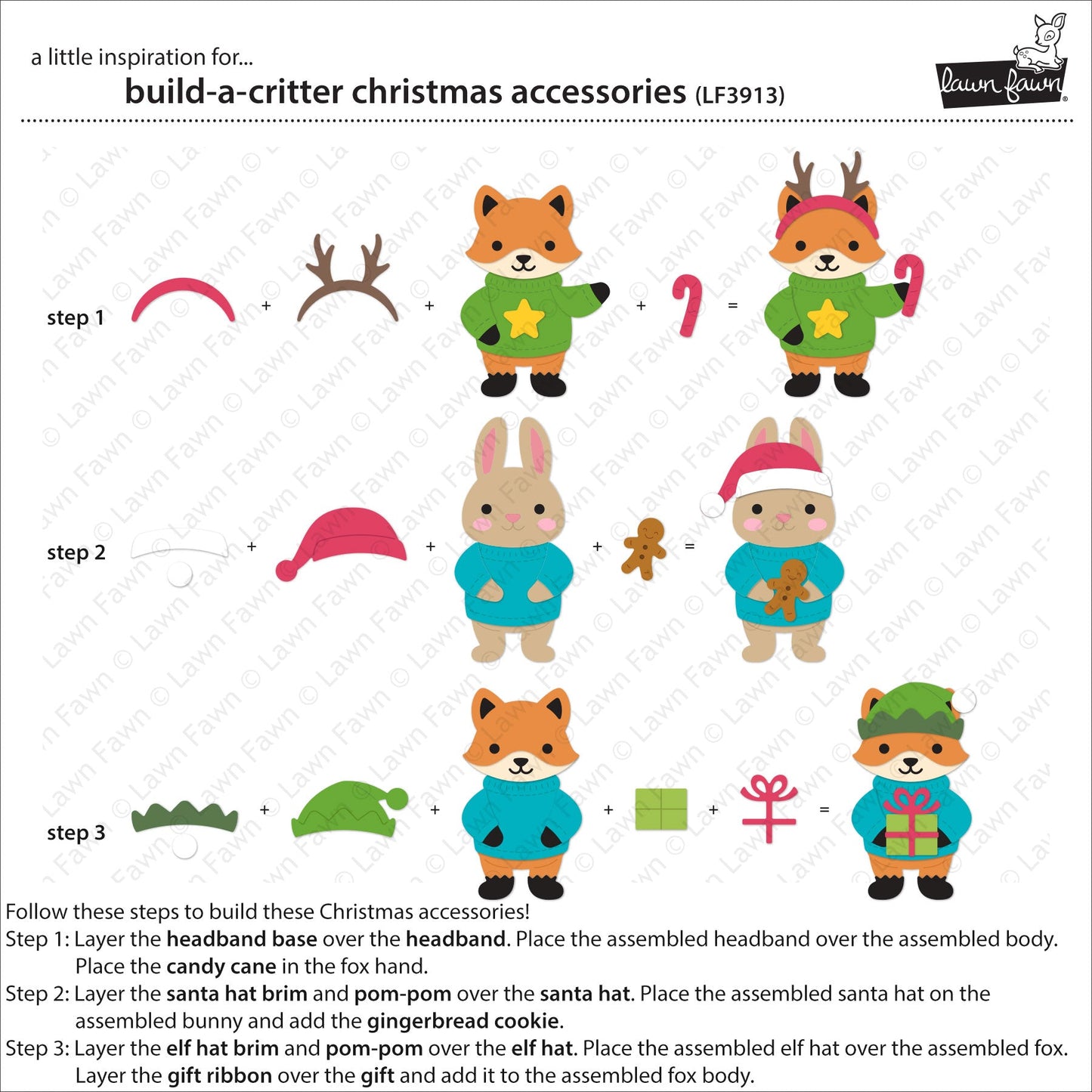 Lawn Fawn - Build-A-Critter Christmas Accessories