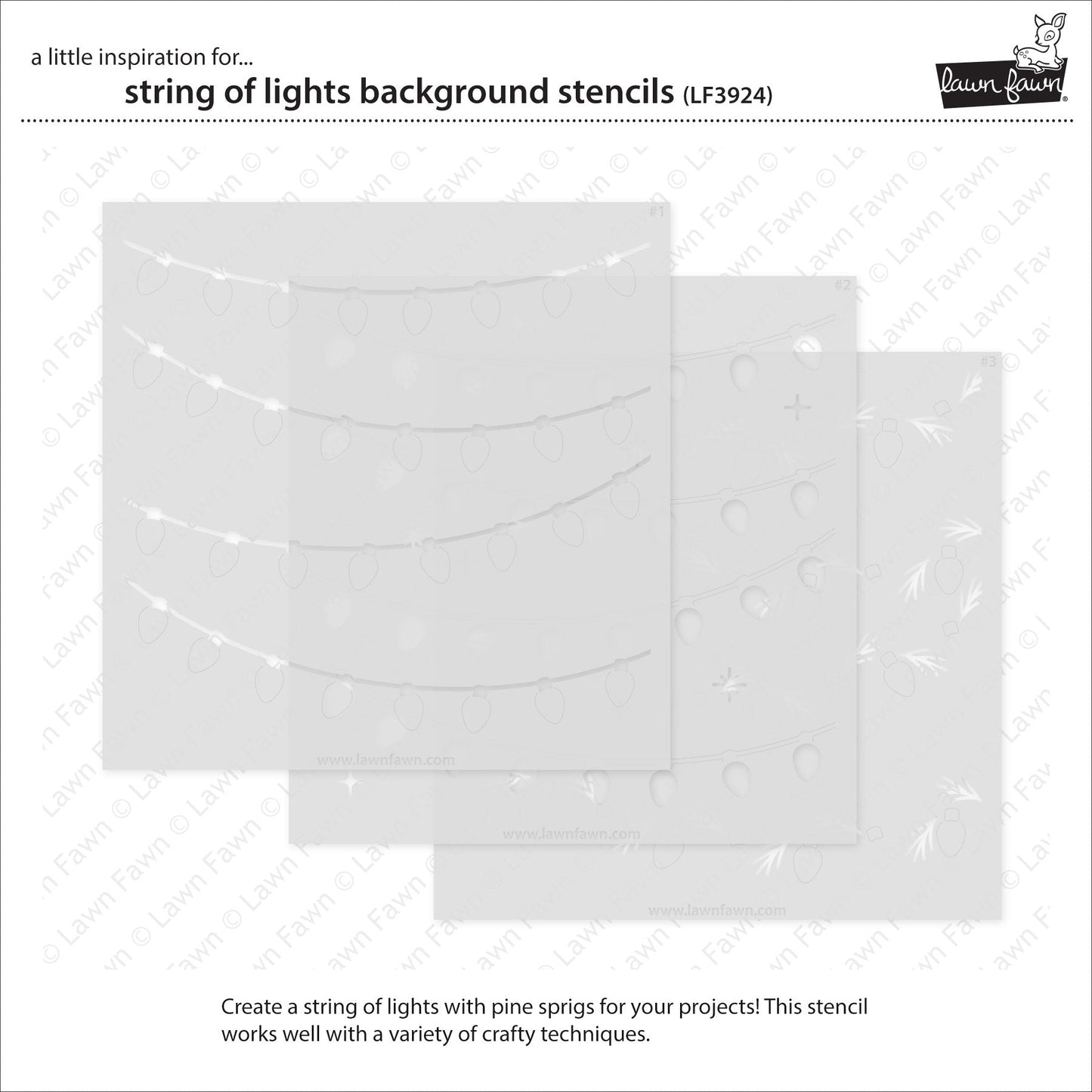 Lawn Fawn - String Of Lights Background Stencils (3pcs)