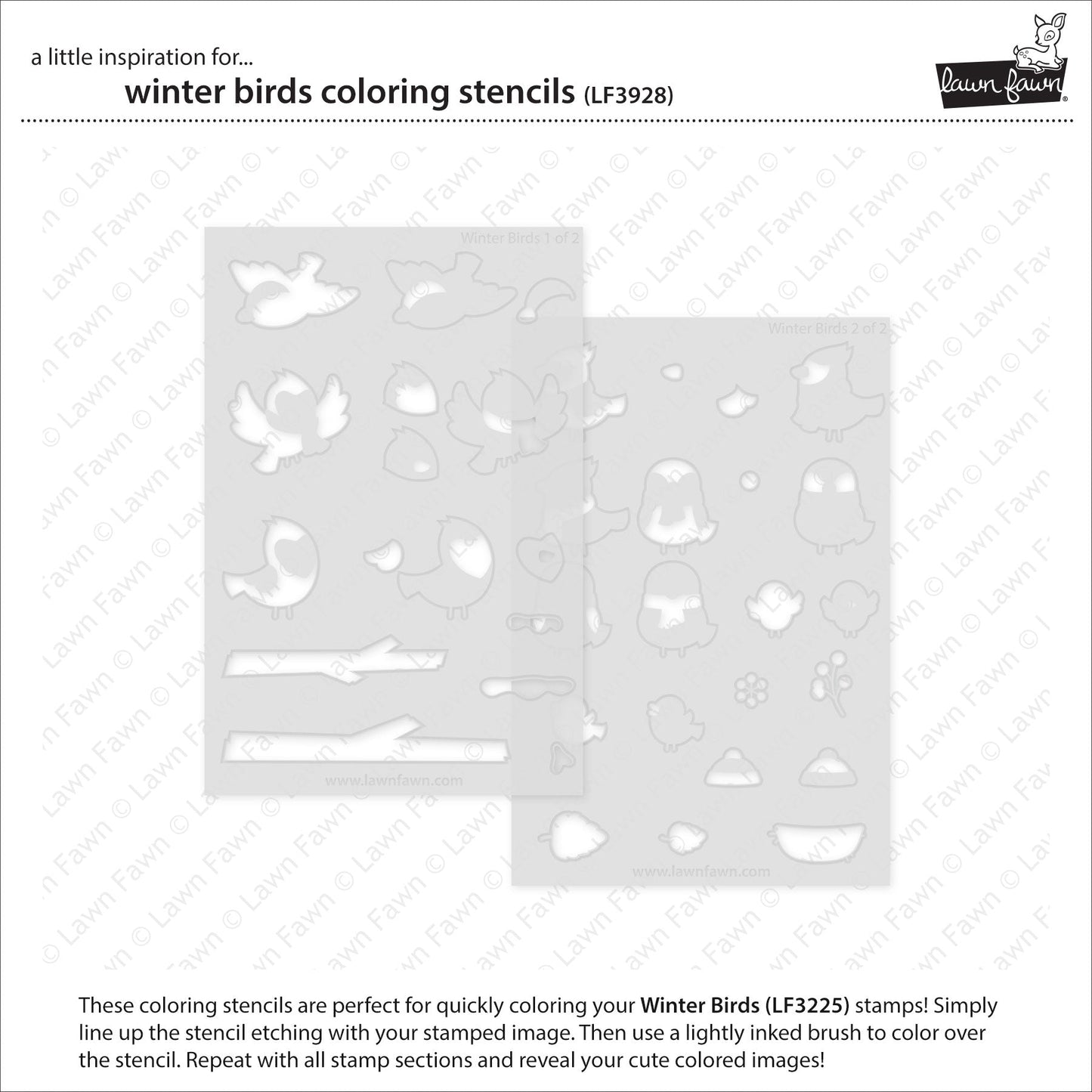 Lawn Fawn - Winter Birds Coloring Stencils