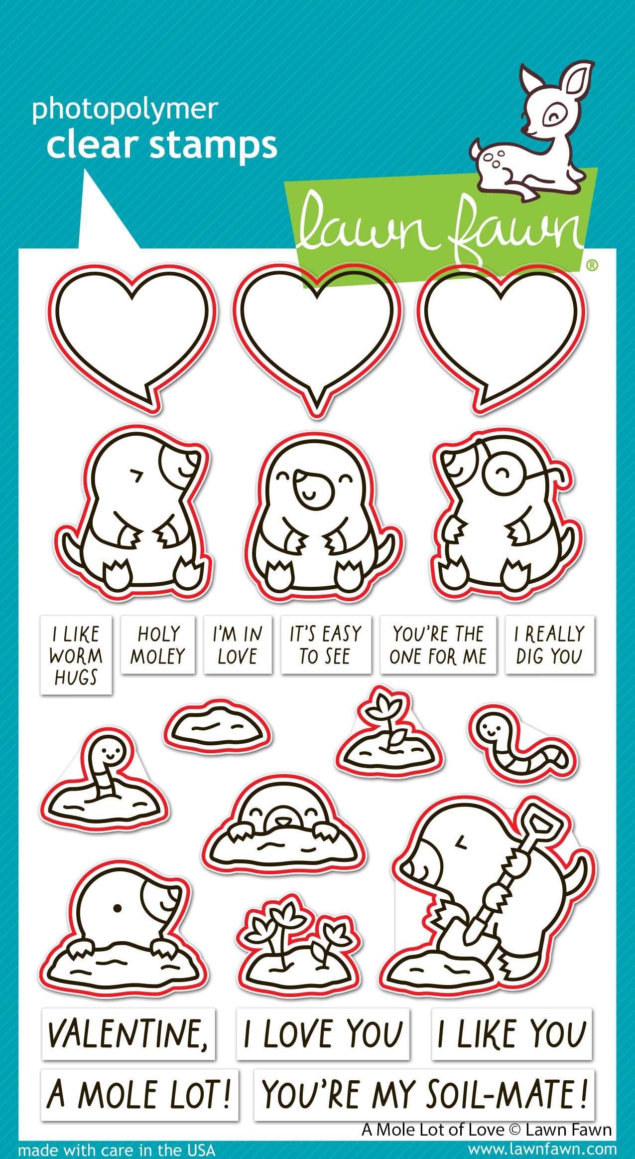 Lawn Fawn - A Mole Lot Of Love Lawn Cuts