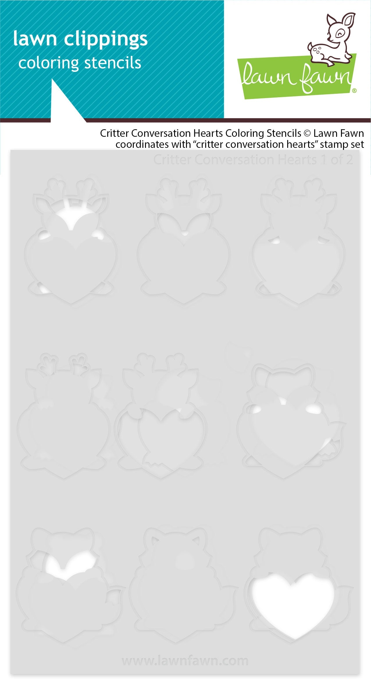 Lawn Fawn - Critter Conversation Hearts Coloring Stencils