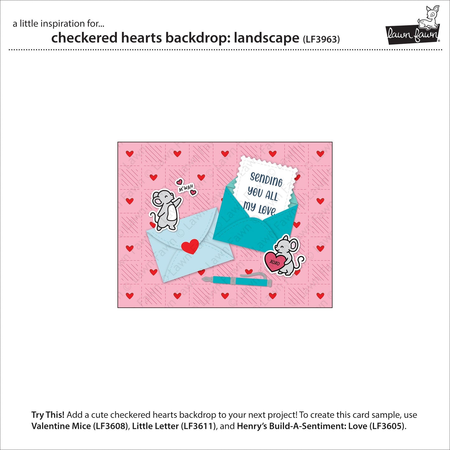 Lawn Fawn - Checkered Hearts Backdrop: Landscape