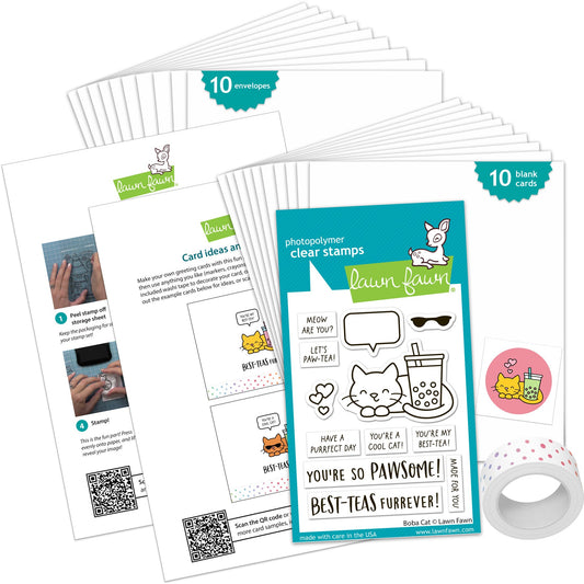 Lawn Fawn - Boba Cat Kids Cardmaking Kit: Mini