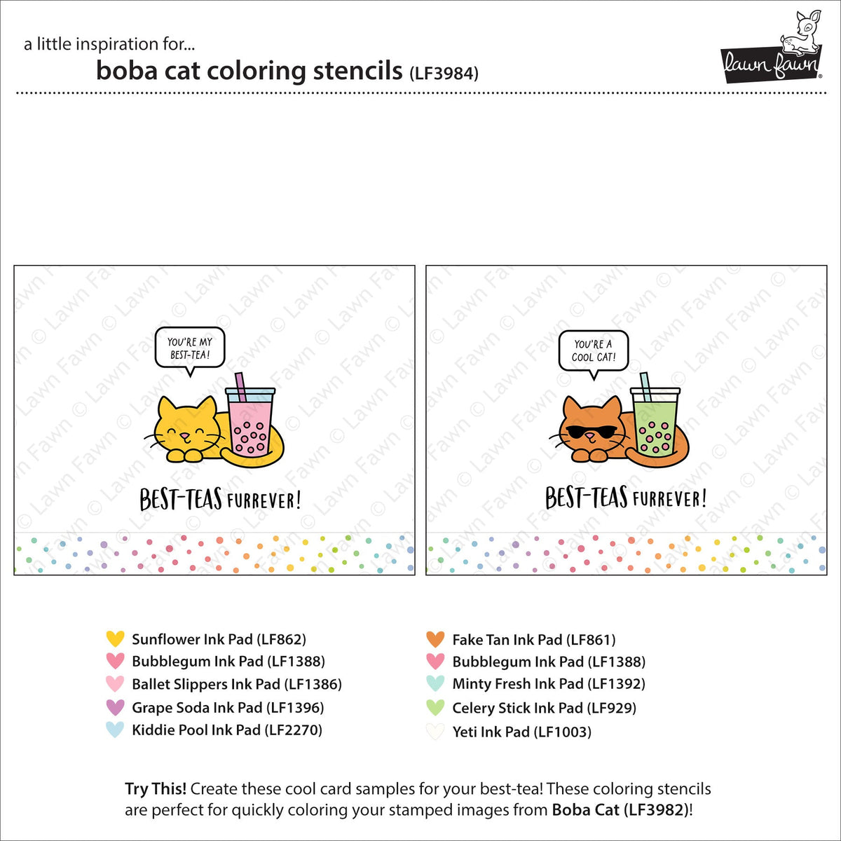 Lawn Fawn - Boba Cat Coloring Stencils