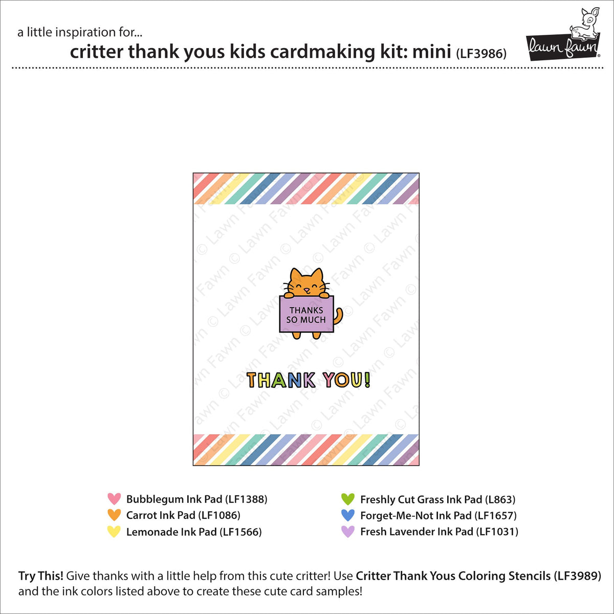 Lawn Fawn - Critter Thank Yous Kids Cardmaking Kit: Mini