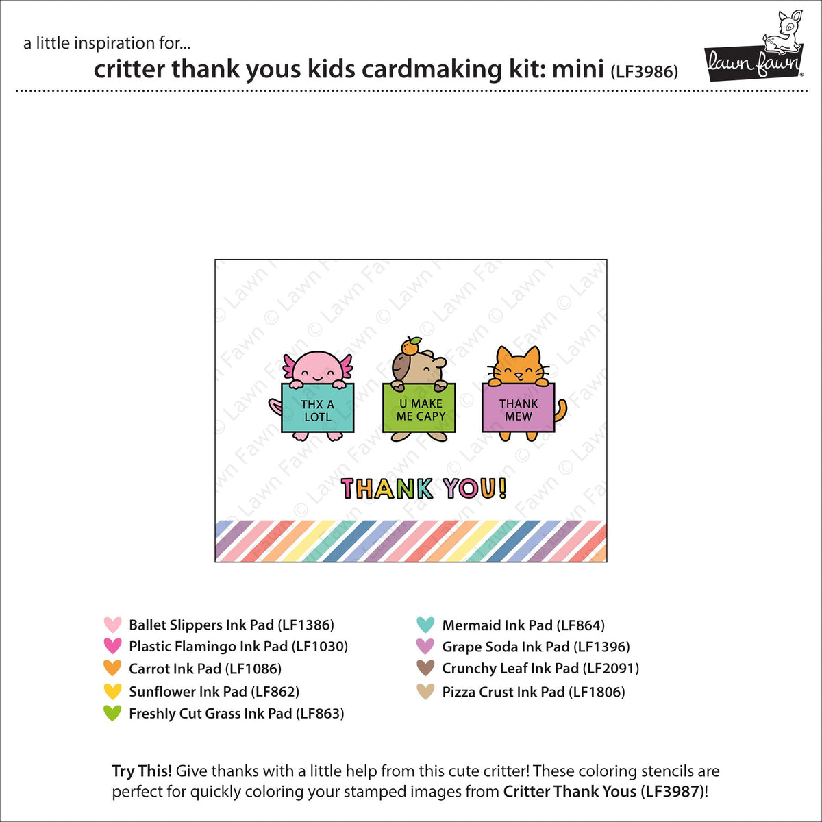 Lawn Fawn - Critter Thank Yous Kids Cardmaking Kit: Mini