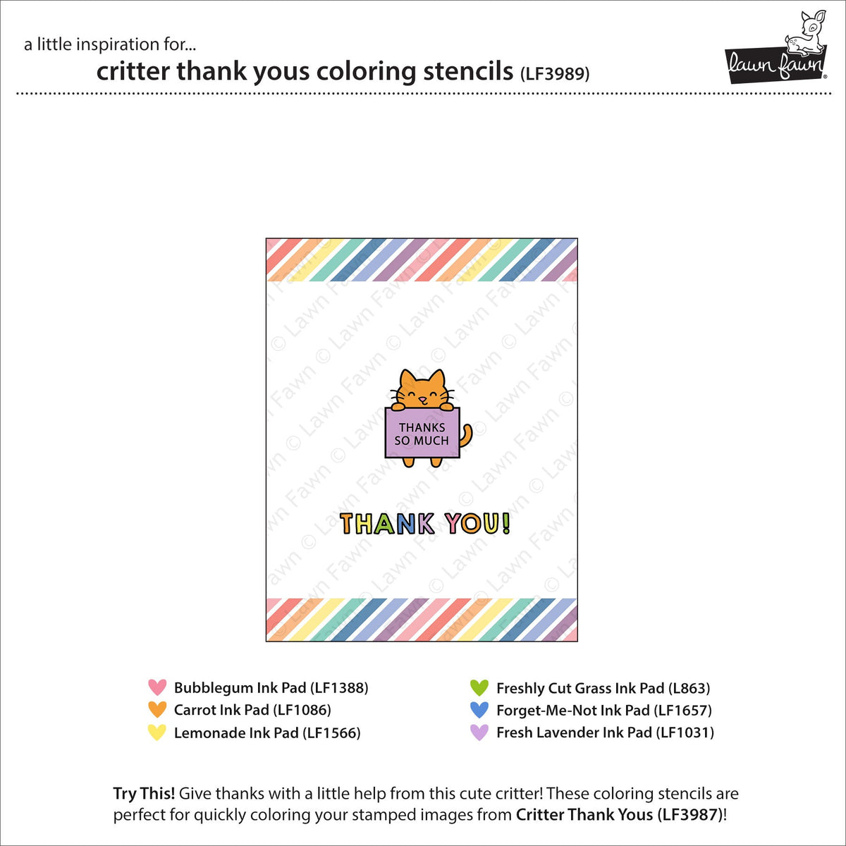 Lawn Fawn - Critter Thank Yous Coloring Stencils