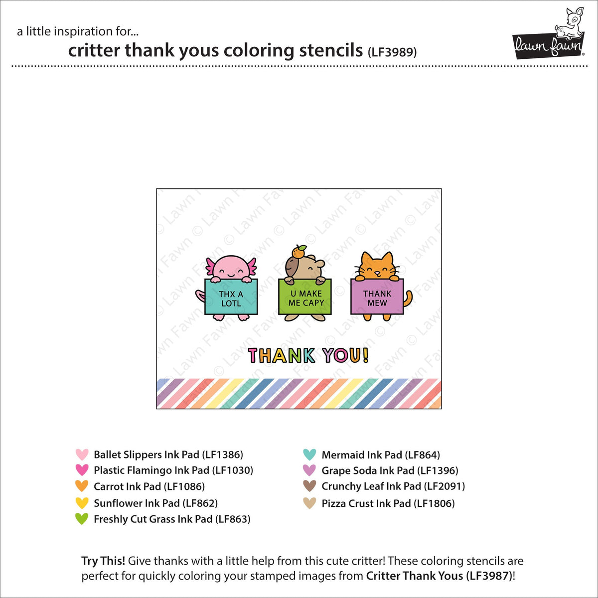 Lawn Fawn - Critter Thank Yous Coloring Stencils