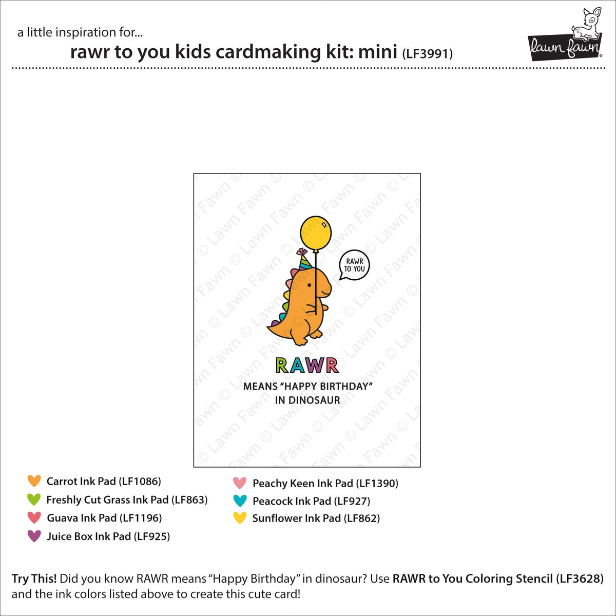 Lawn Fawn - Rawr To You Kids Cardmaking Kit: Mini