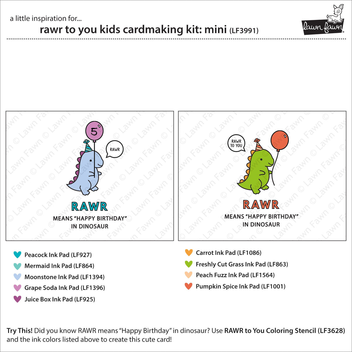 Lawn Fawn - Rawr To You Kids Cardmaking Kit: Mini
