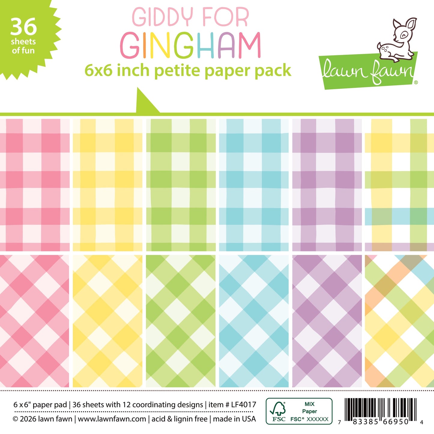 Lawn Fawn - Giddy For Gingham Petite Paper Pack 6x6"