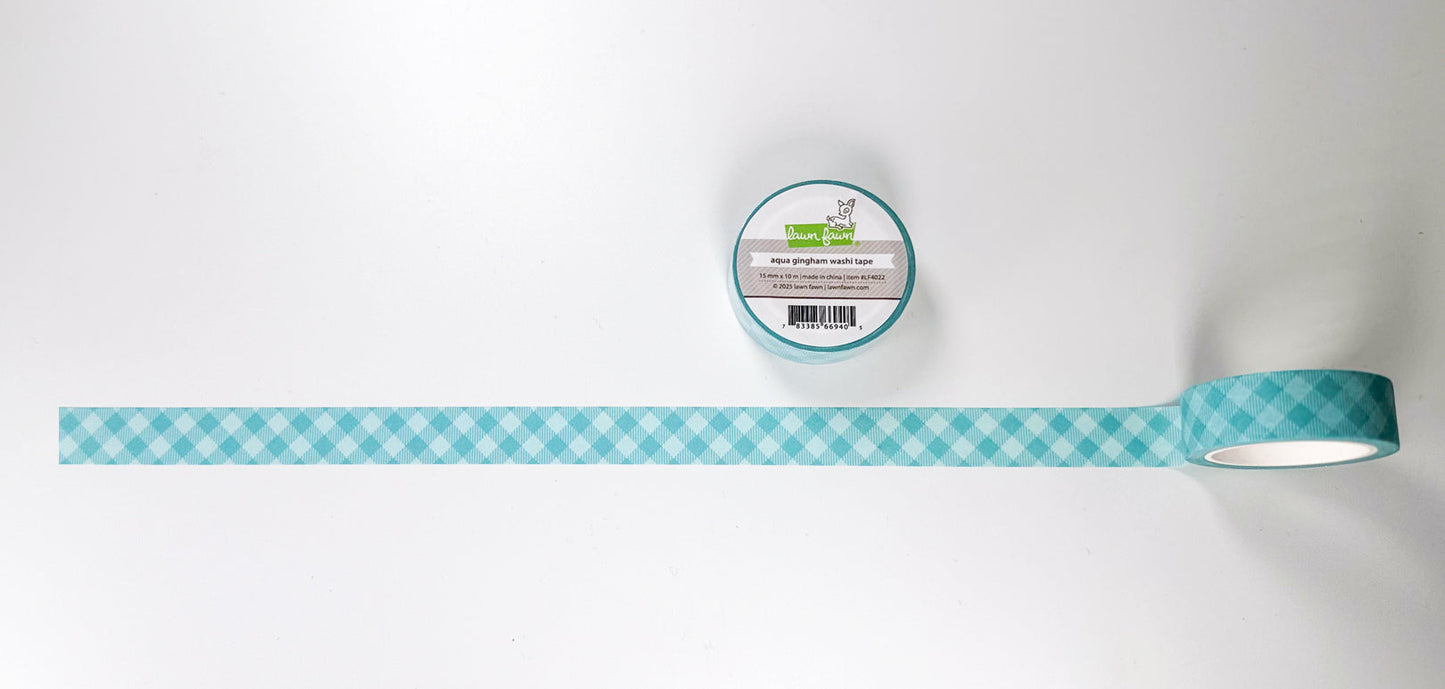 Lawn Fawn - Aqua Gingham Washi Tape