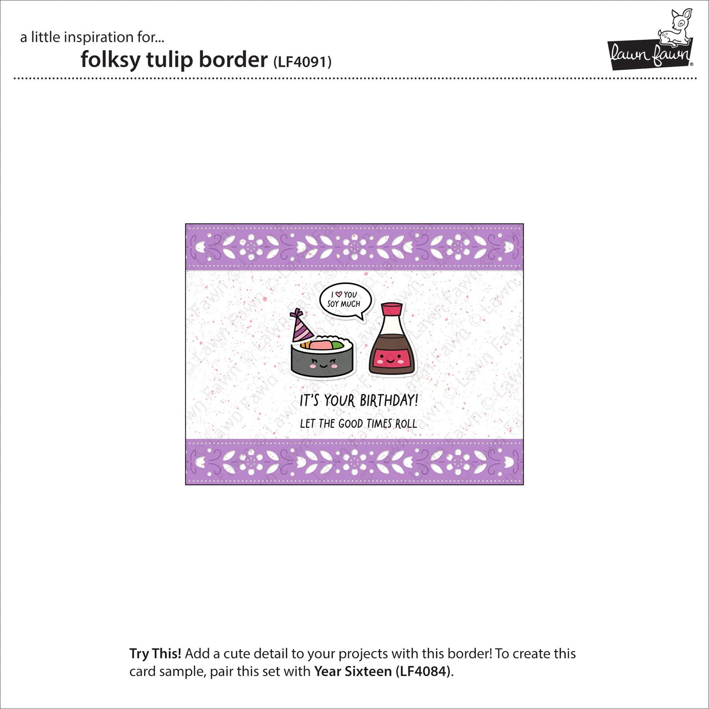 Lawn Fawn - Folksy Tulip Border