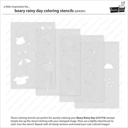 Lawn Fawn - Beary Rainy Day Coloring Stencils