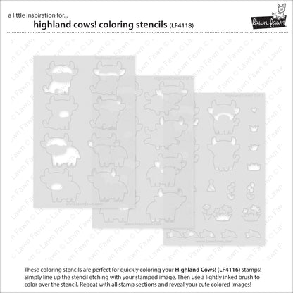 Lawn Fawn - Highland Cows! Coloring Stencils
