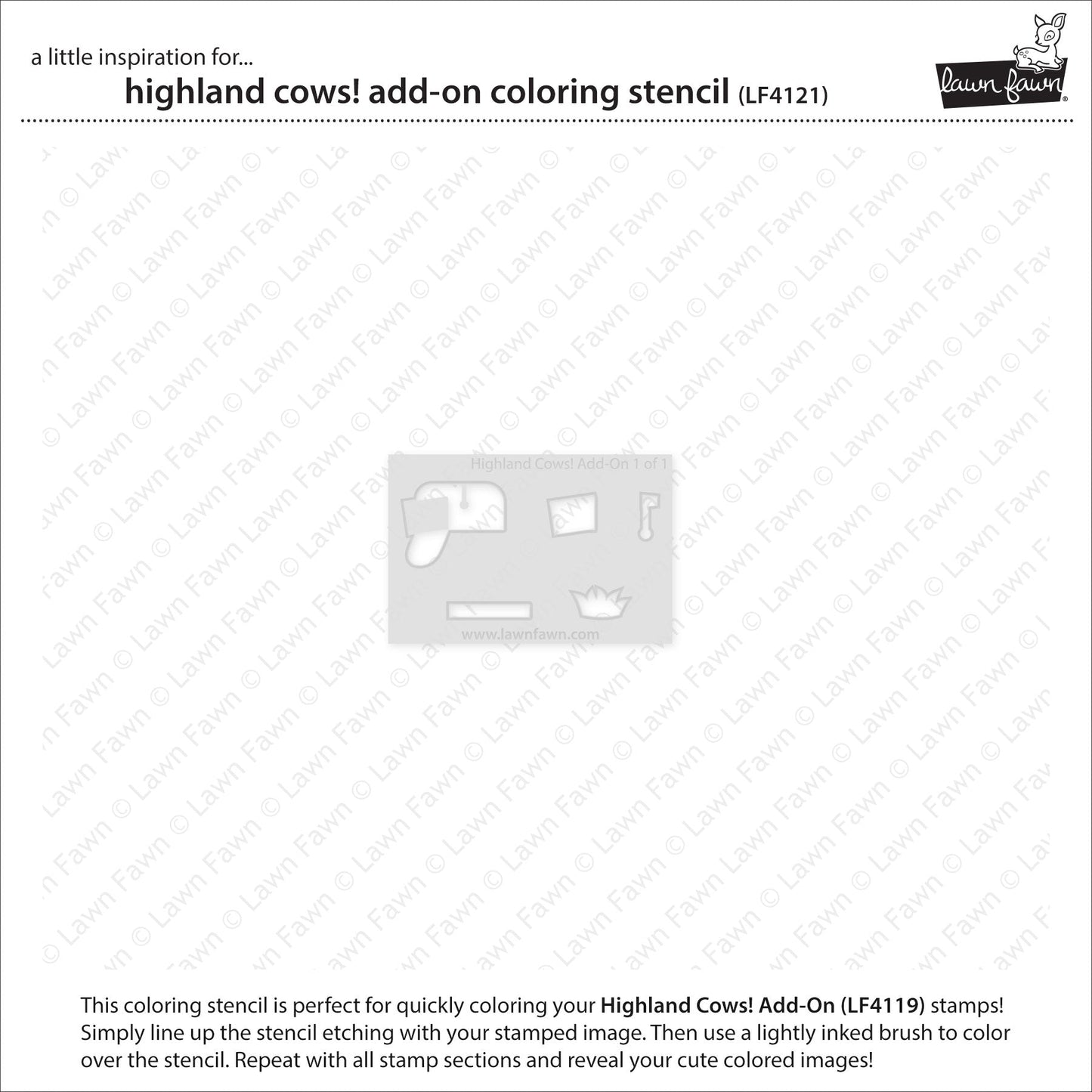 Lawn Fawn - Highland Cows! Add-On Coloring Stencil