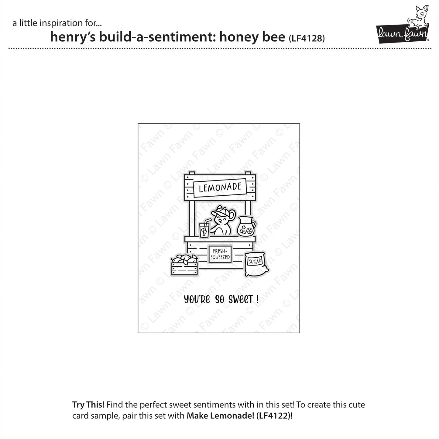 Lawn Fawn - Henry'S Build-A-Sentiment: Honey Bee