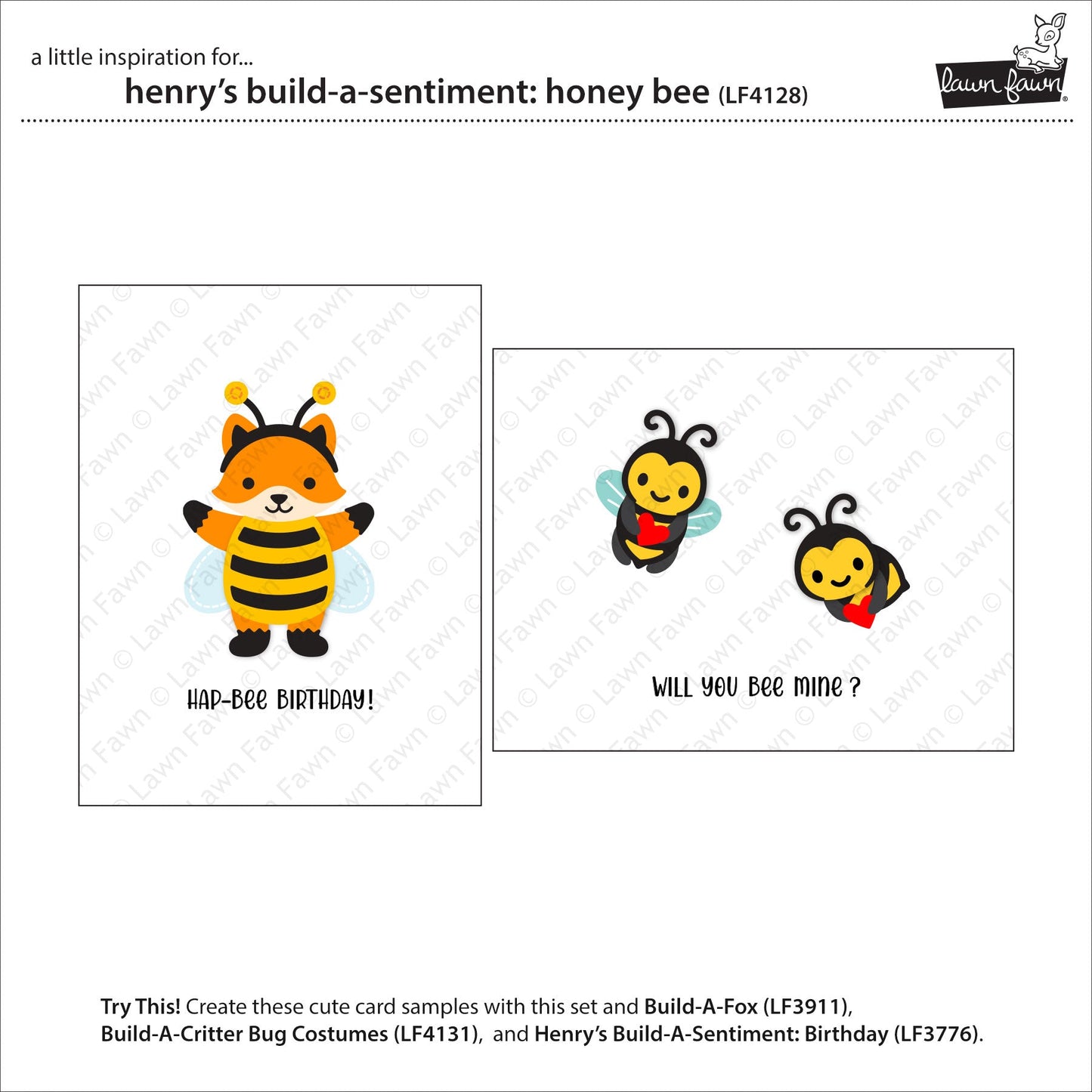 Lawn Fawn - Henry'S Build-A-Sentiment: Honey Bee