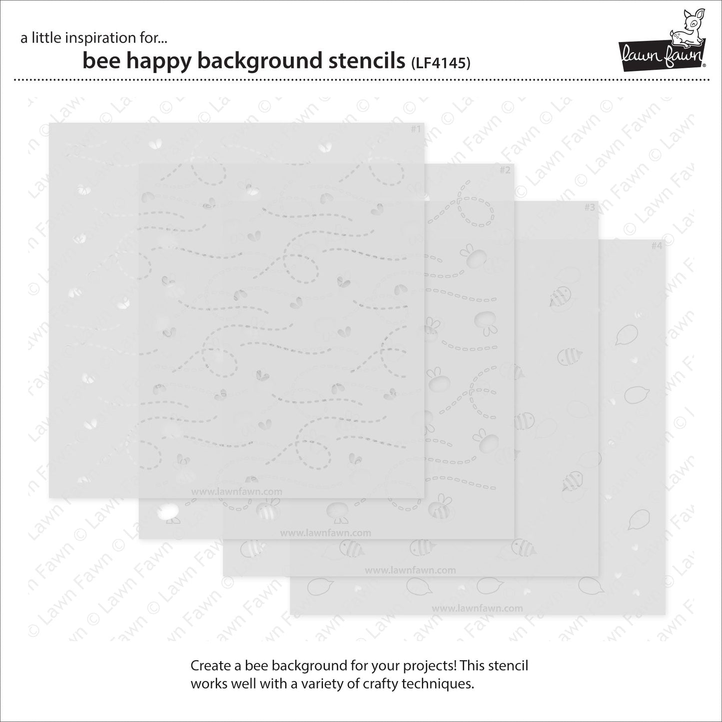 Lawn Fawn - Bee Happy Background Stencils (4pcs)