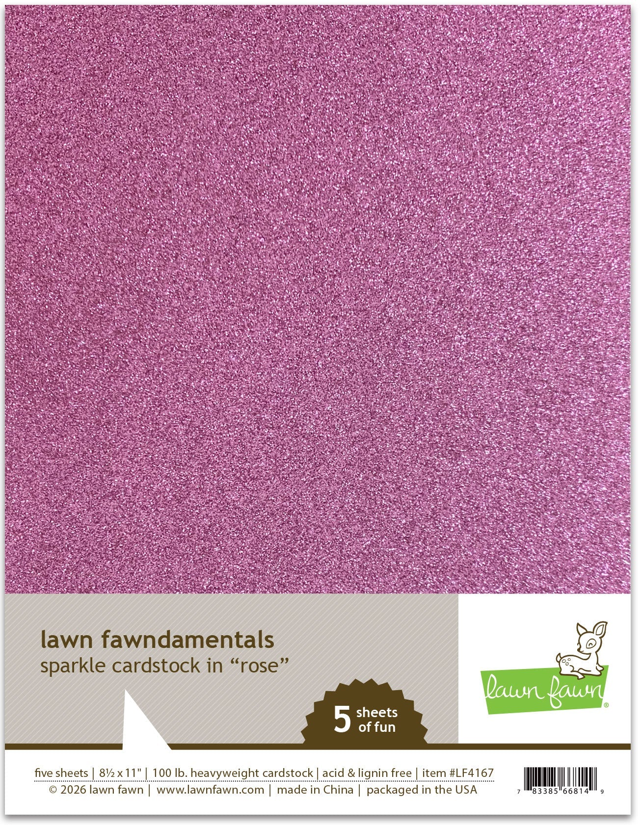 Lawn Fawn - Sparkle Cardstock - Rose