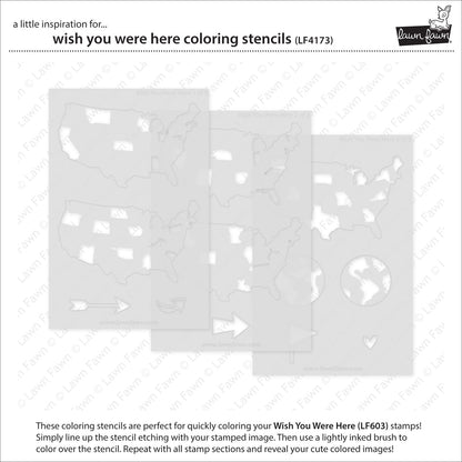 Lawn Fawn - Wish You Were Here Coloring Stencils