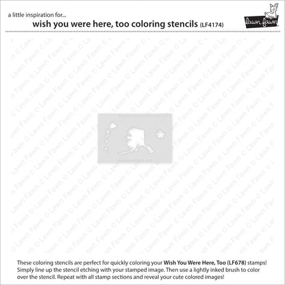 Lawn Fawn - Wish You Were Here, Too Coloring Stencil