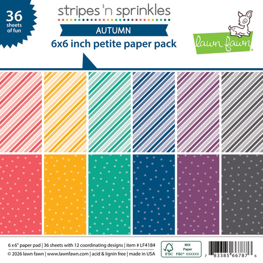 Lawn Fawn - Stripes 'N Sprinkles Autumn - Petite Paper Pack 6x6"